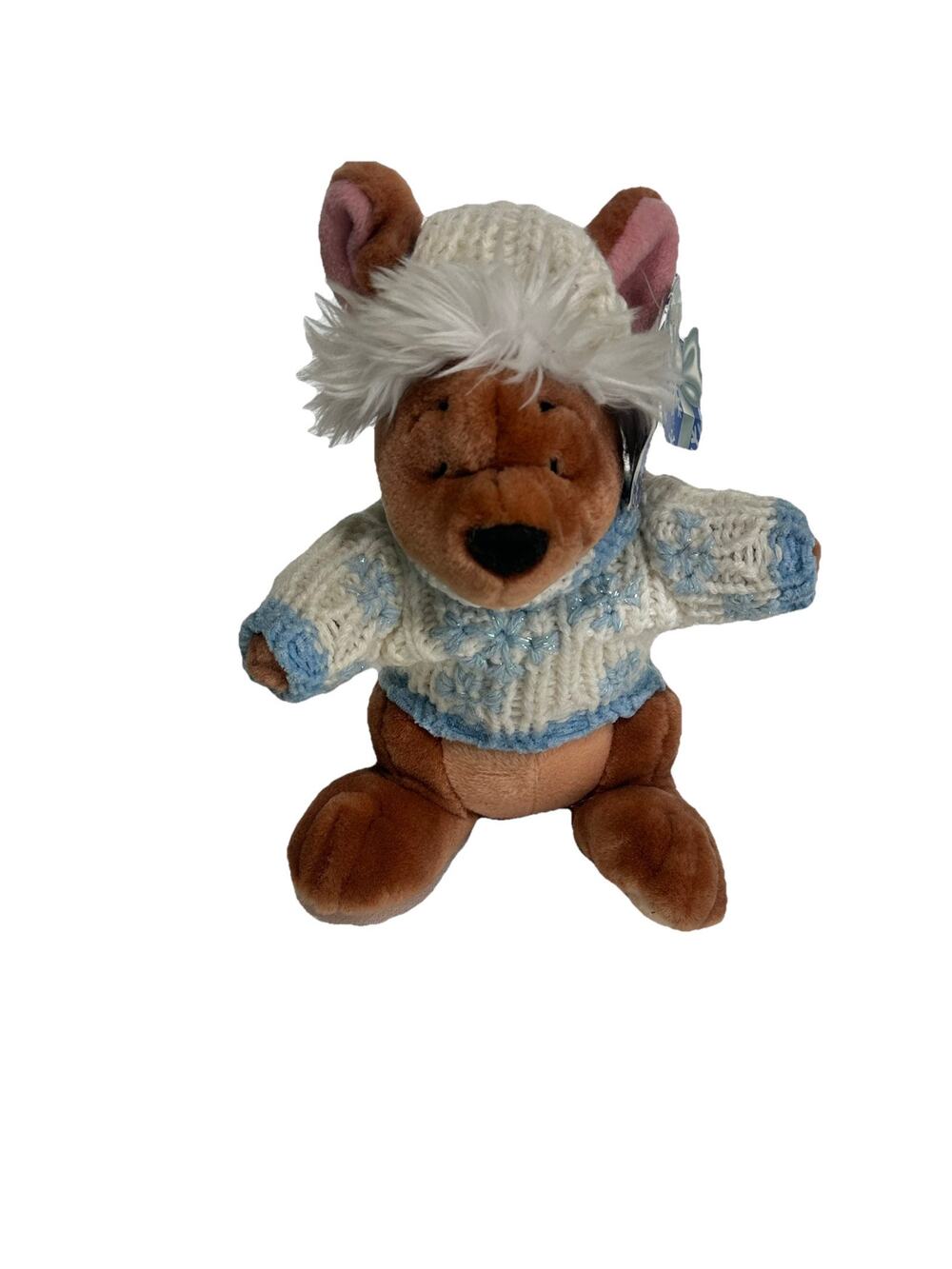 Disney Parks Winnie The Pooh ROO Blue Snowflake Sweater 8" Plush Stuffed Animal